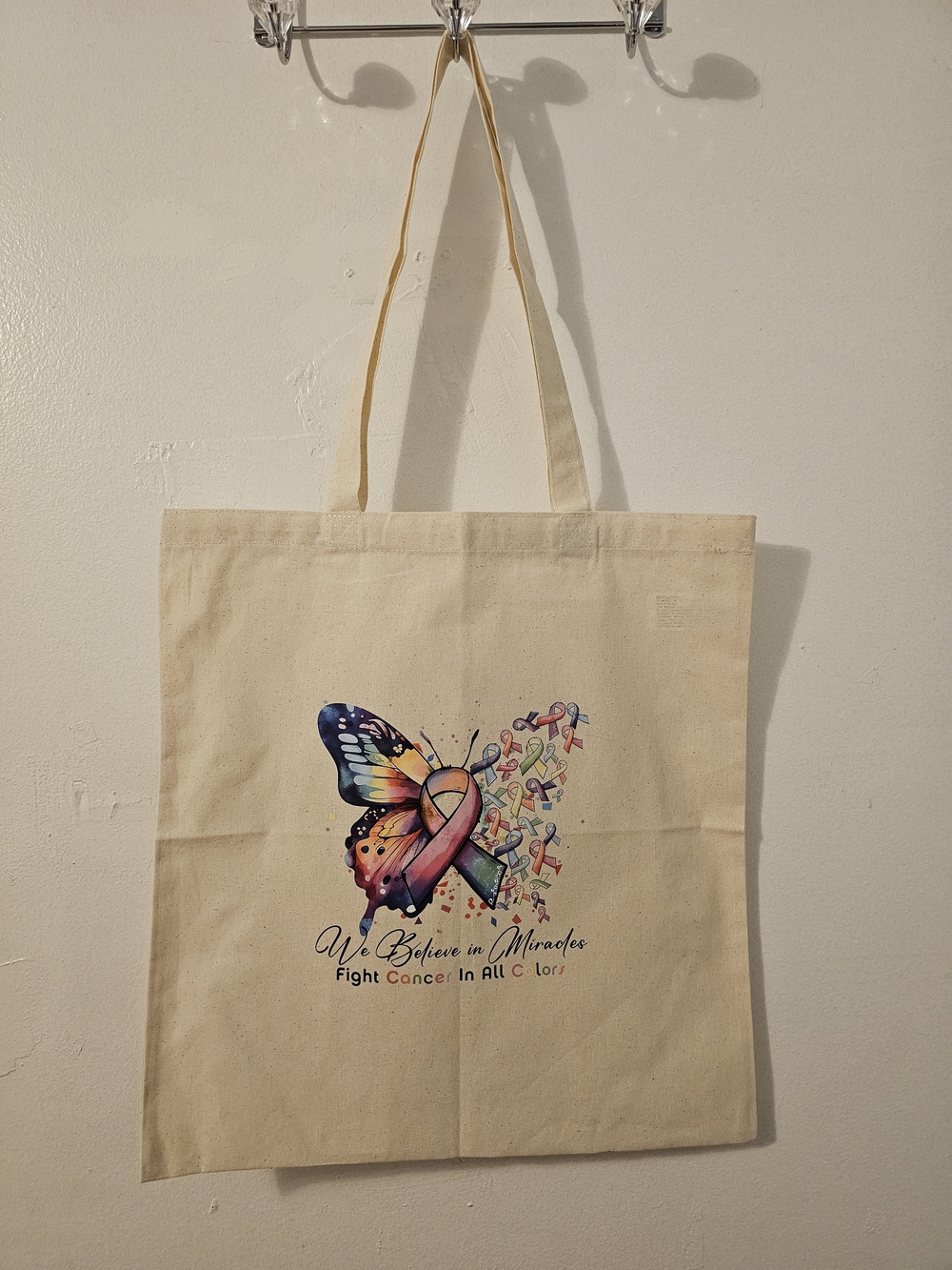 Handcrafted Cancer Canvas Tote 15"x16"